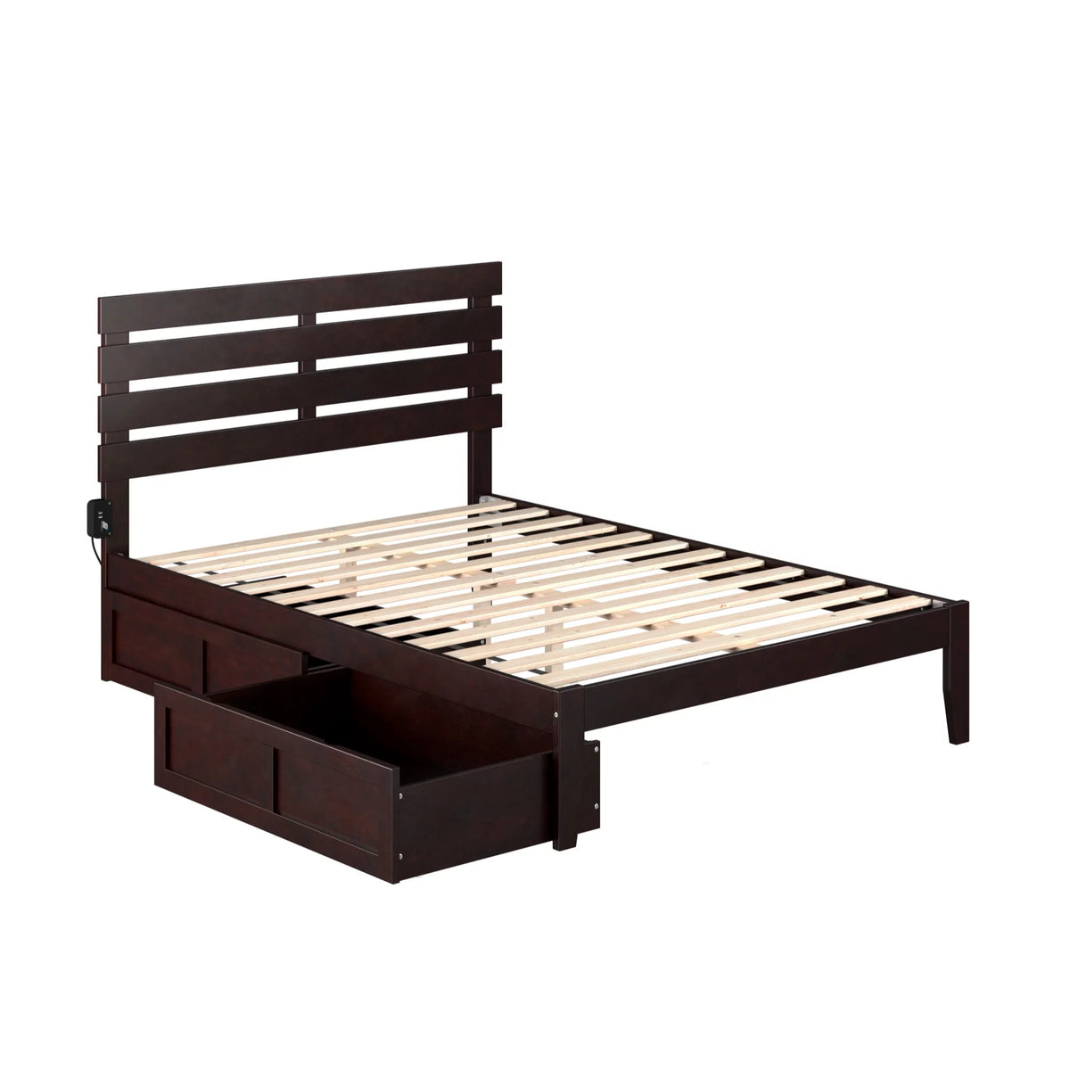 Modern Wood Full Bed with 2 Drawers R490