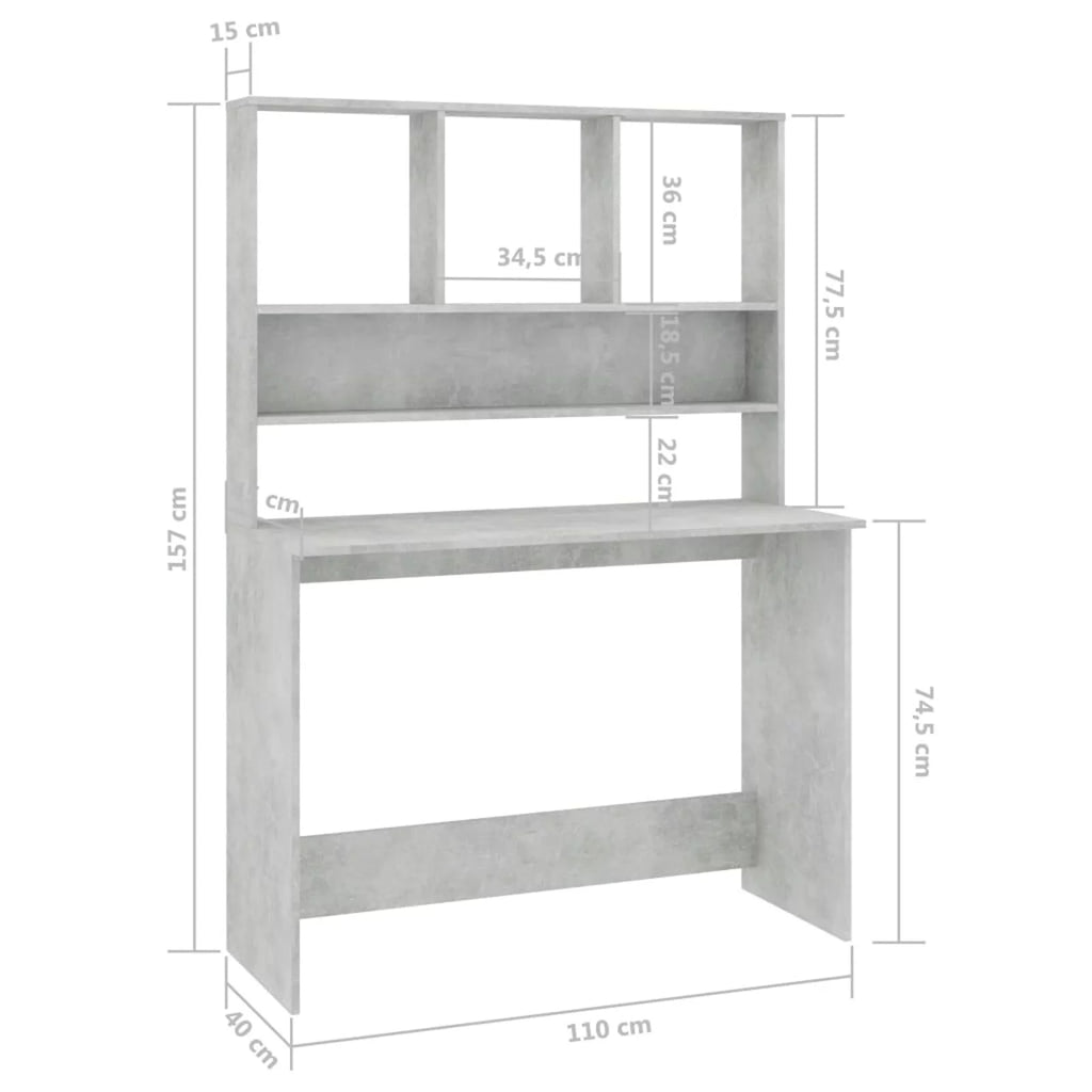 Desk with Shelves Concrete Gray Q1383