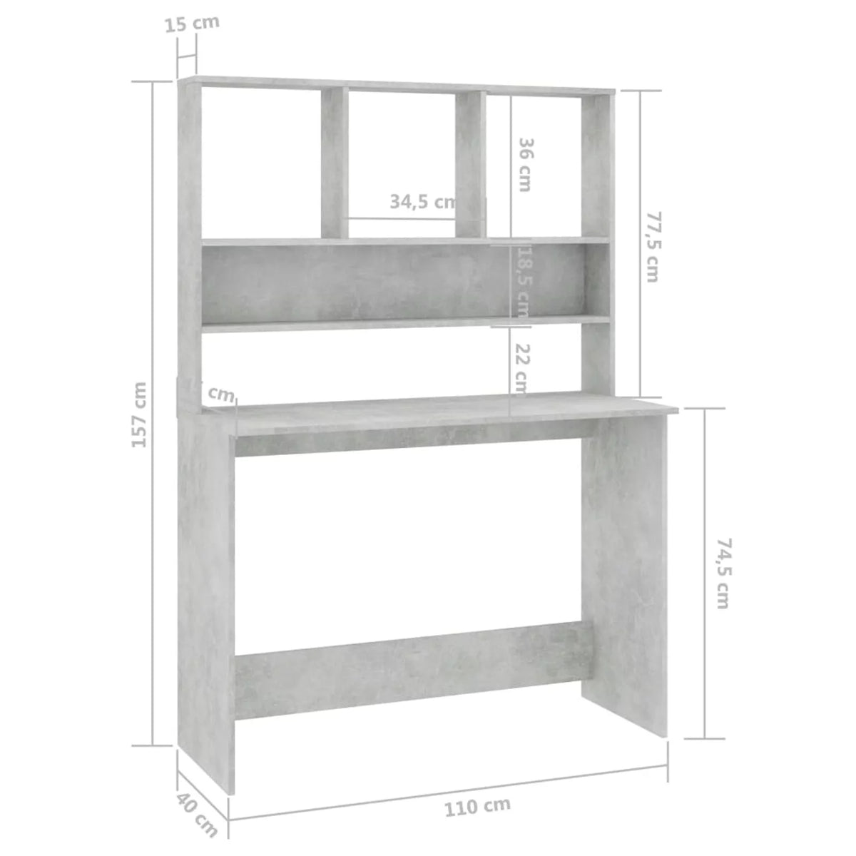 Desk with Shelves Concrete Gray Q1383