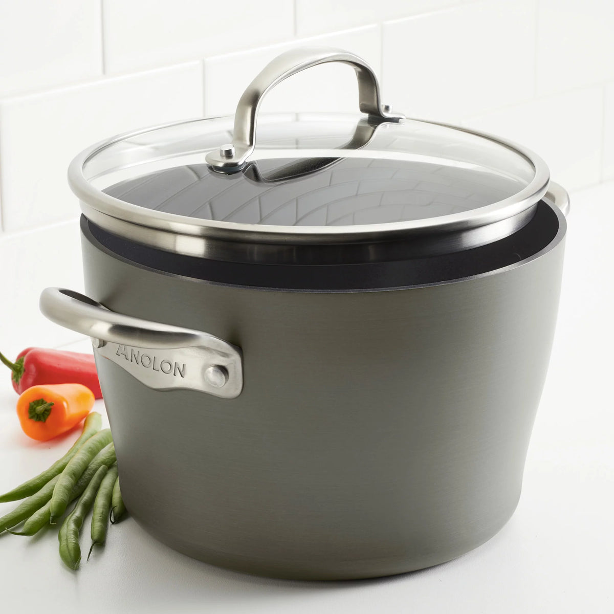 Hard-Anodized Nonstick Dutch Oven with Lid, 5 Quart, Dark Gray W494258