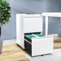 White 2-Drawer Mobile Metal File Cabinet with Lock I865040