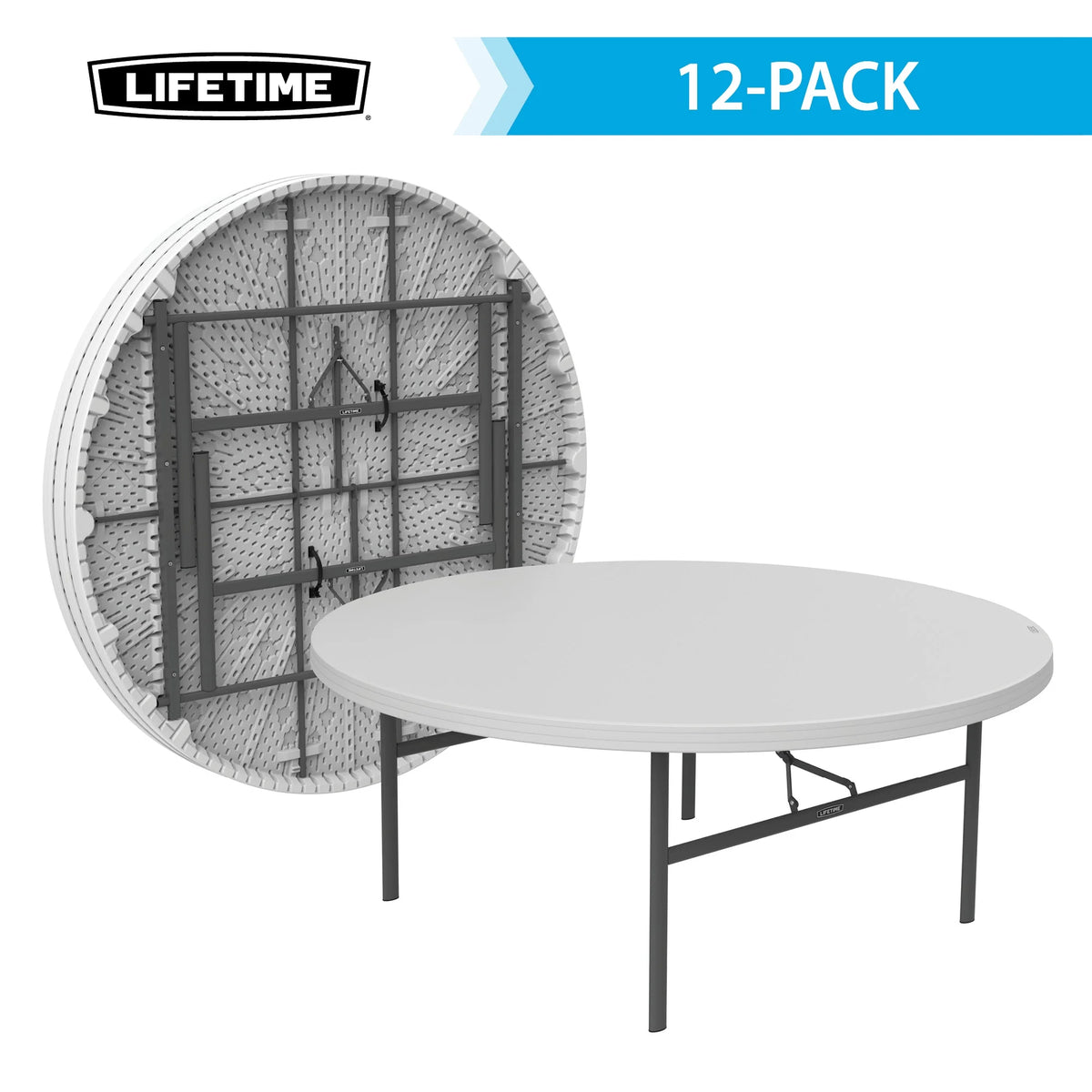 72-Inch Round Table White Granite 12 Pk I79810