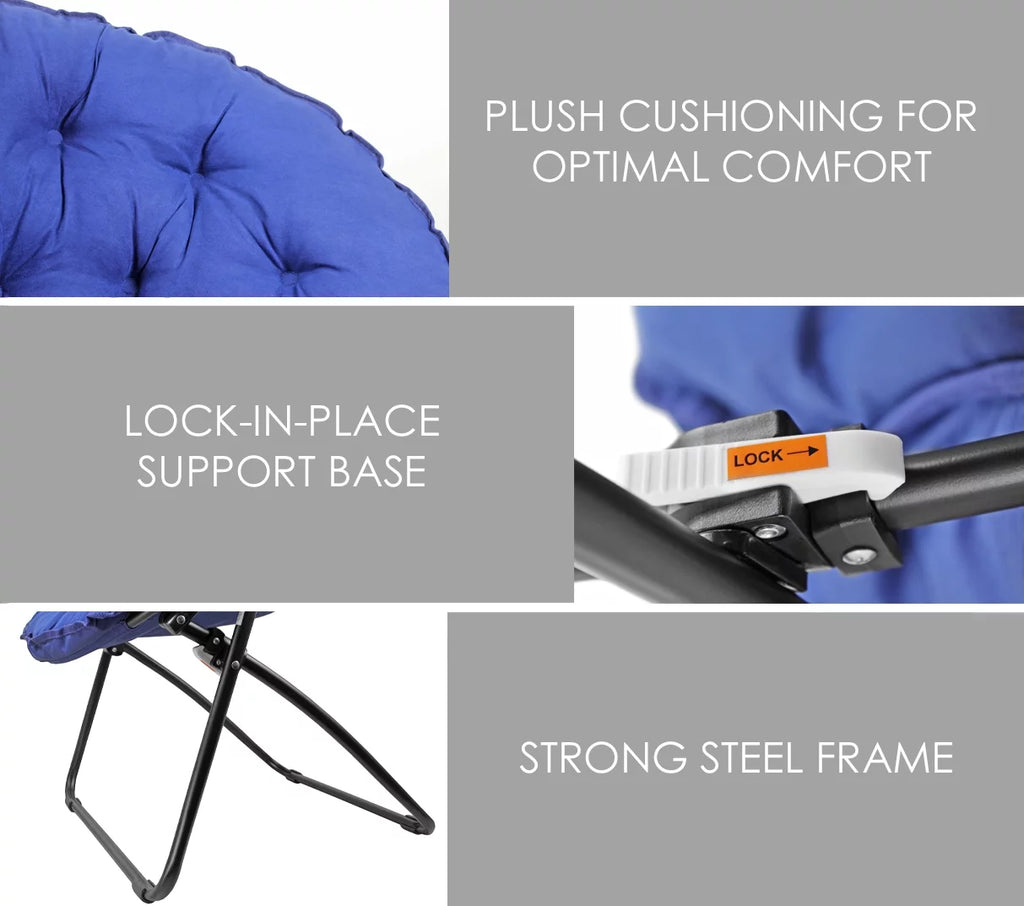 Blue Round Foldable Padded Chair M2723