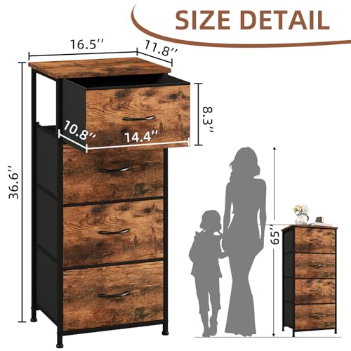 Black Rustic Brown 5 Drawer Tall Dresser S510860