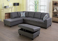 Dark Grey Faux Leather Sectional with Ottoman C396007