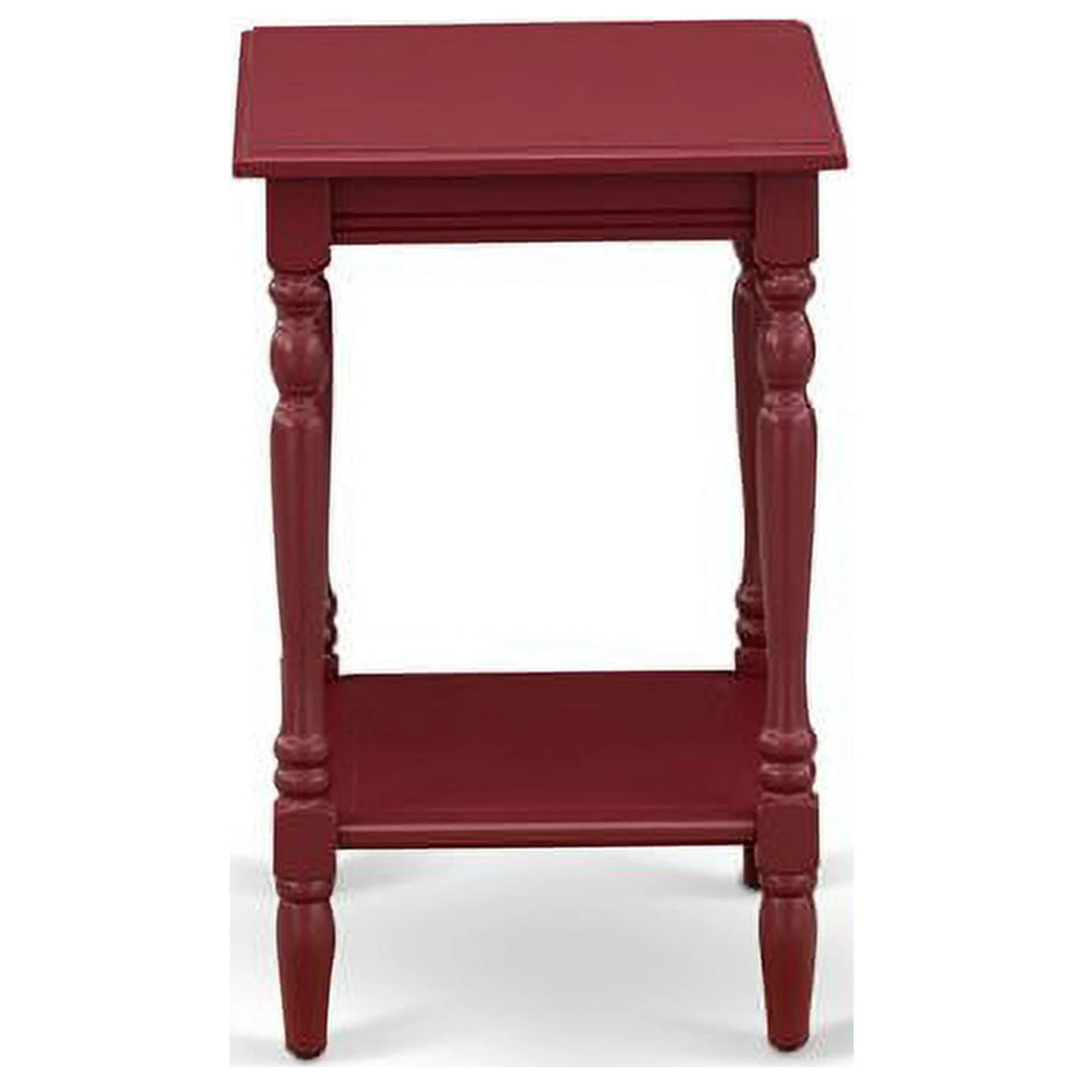 Wood End Table with Open Storage in Burgundy Red, Set of 2 I37178