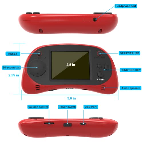 16 Bit Retro Handheld Games Console with 220 HD Electronic Games 2.5'' LCD Lime Green Y7011