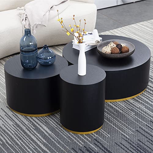 15.75'' Round Coffee Table with Faux Marble Pattern A35788