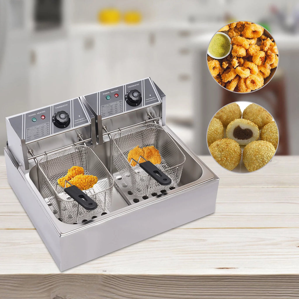 12L Stainless Steel Electric Deep Fryer 5000W V59966