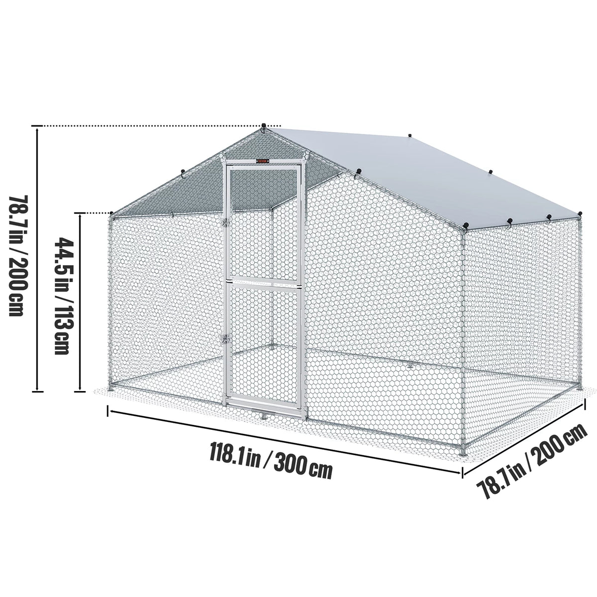 Large Metal Chicken Coop 6.6x9.8x6.6 ft L5934