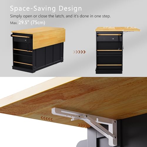 53" Kitchen Cart Island on Wheels with Power Outlet A159
