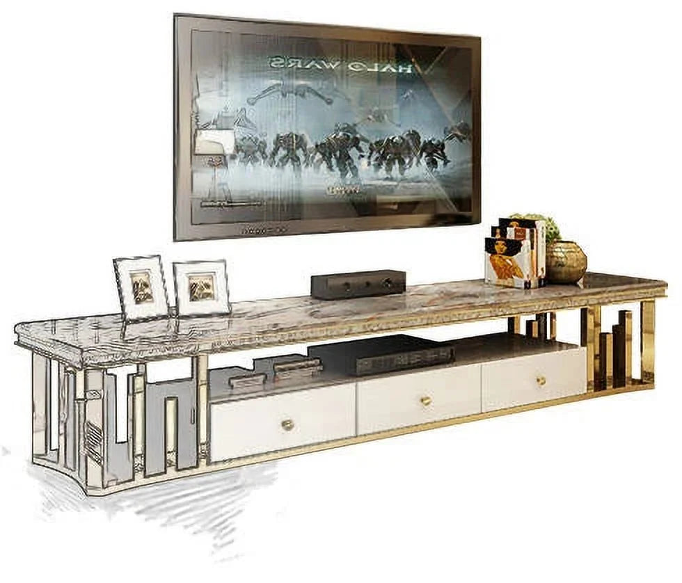Natural Marble Stainless Steel TV Stand W547426