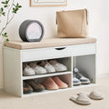 White Storage Bench with Flip Top Storage and Cushion D775