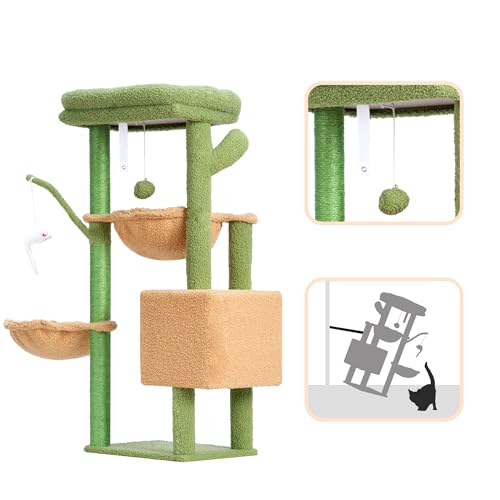 39.4 Inches Light Gray Cat Tree with Scratching Post S379874