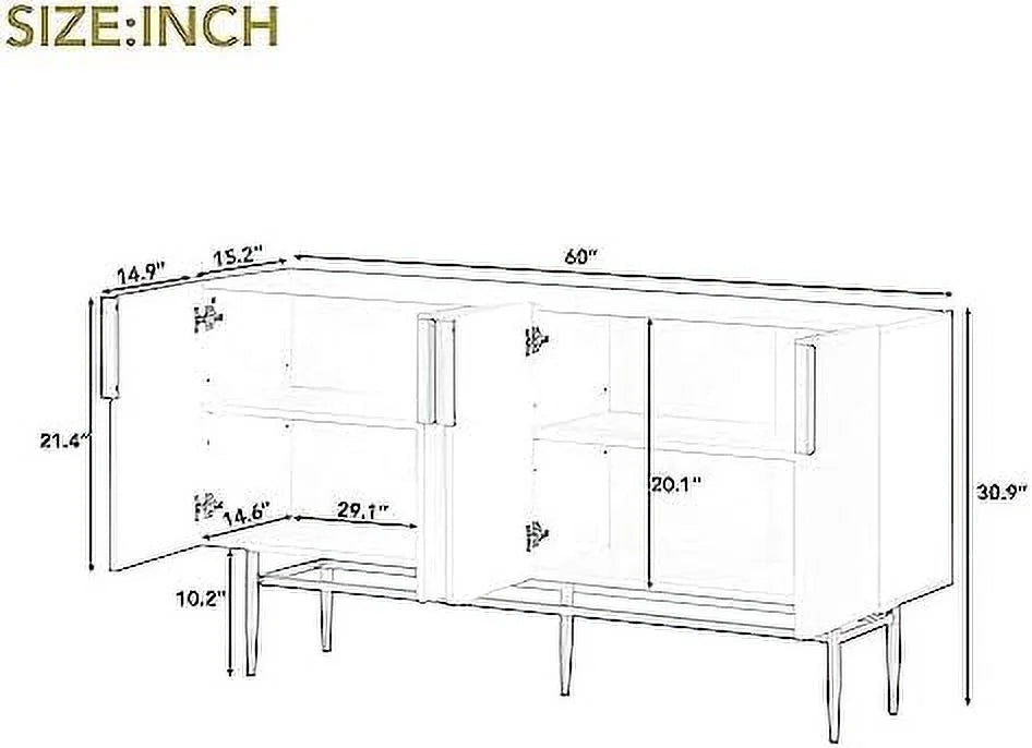Gray Sideboard Cabinet with Rattan Door U9539