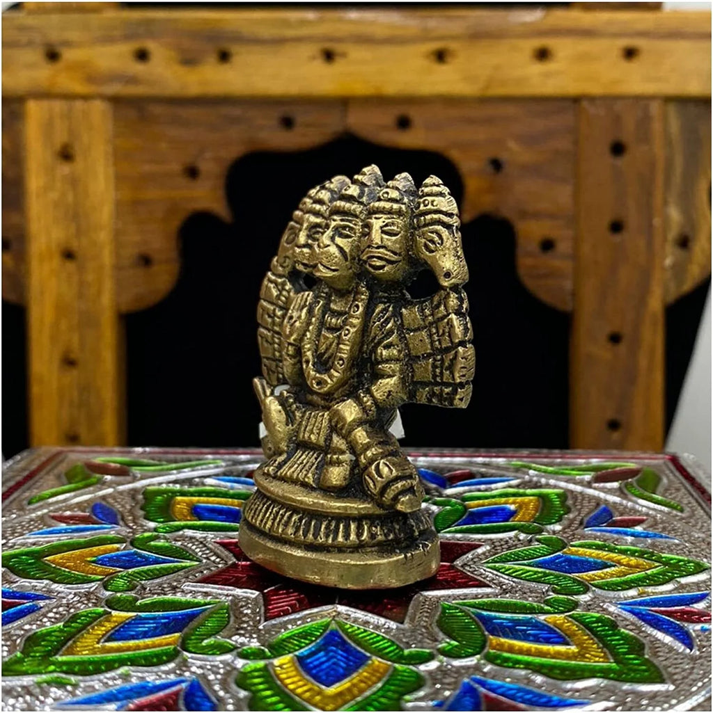 Brass Panchmukhi Hanuman Statue Hindu God Sculpture I463