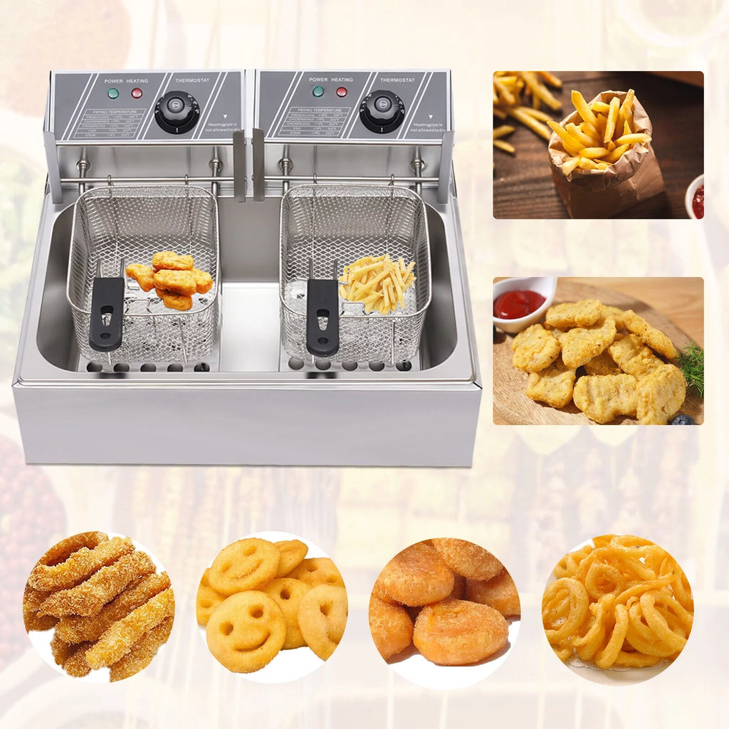 12L Stainless Steel Electric Deep Fryer 5000W V59966