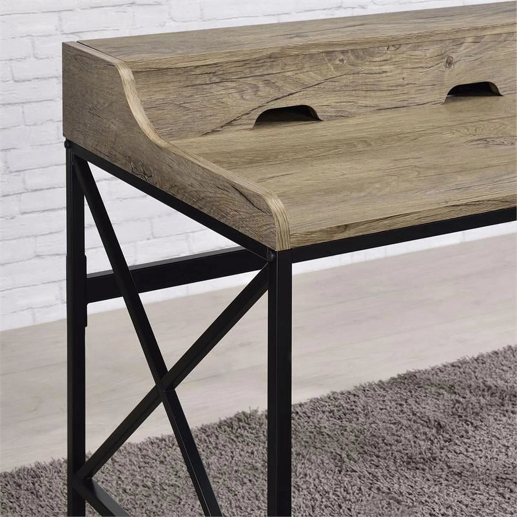 Gray Wood and Black Metal Desk with USB Port S84113
