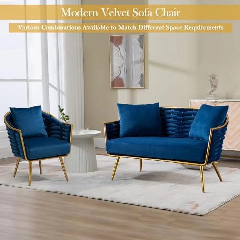 Velvet Accent Sofa Chair with 2 Pillows Y208