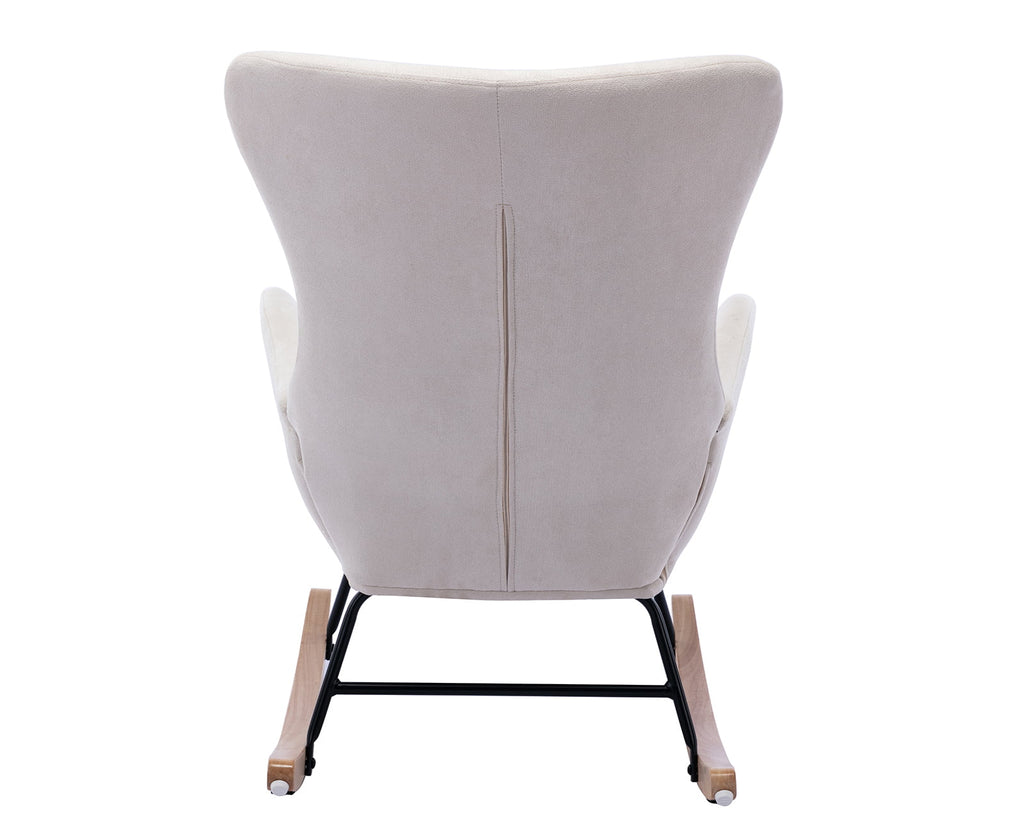 Cream Linen Wingback Rocking Chair O963