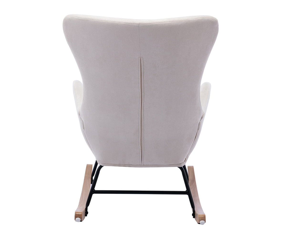 Cream Linen Wingback Rocking Chair O963