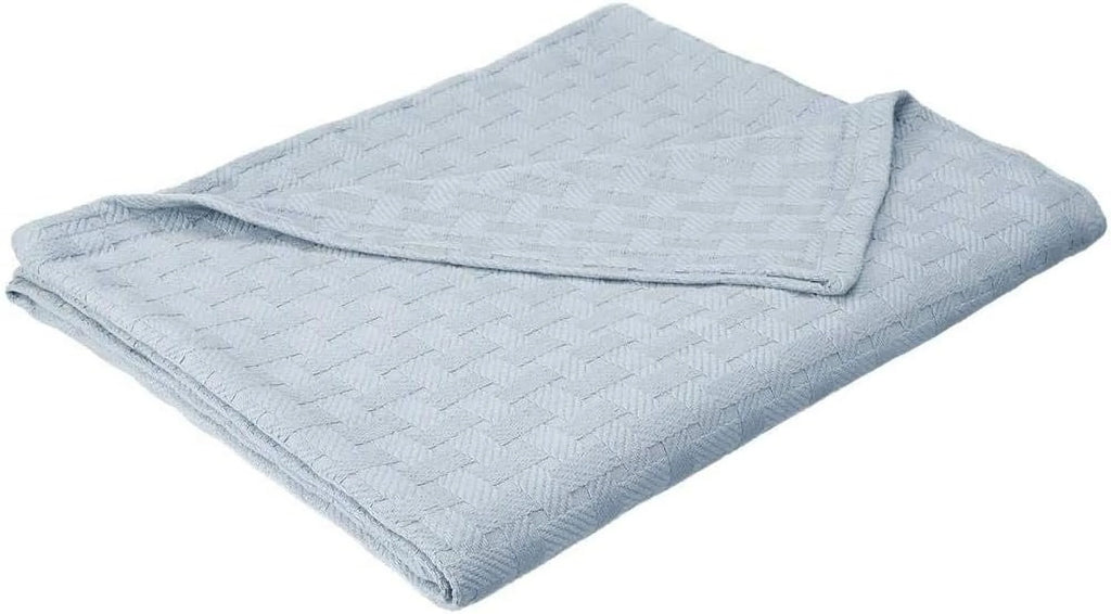 Light Blue Basket Weave Blanket N14488