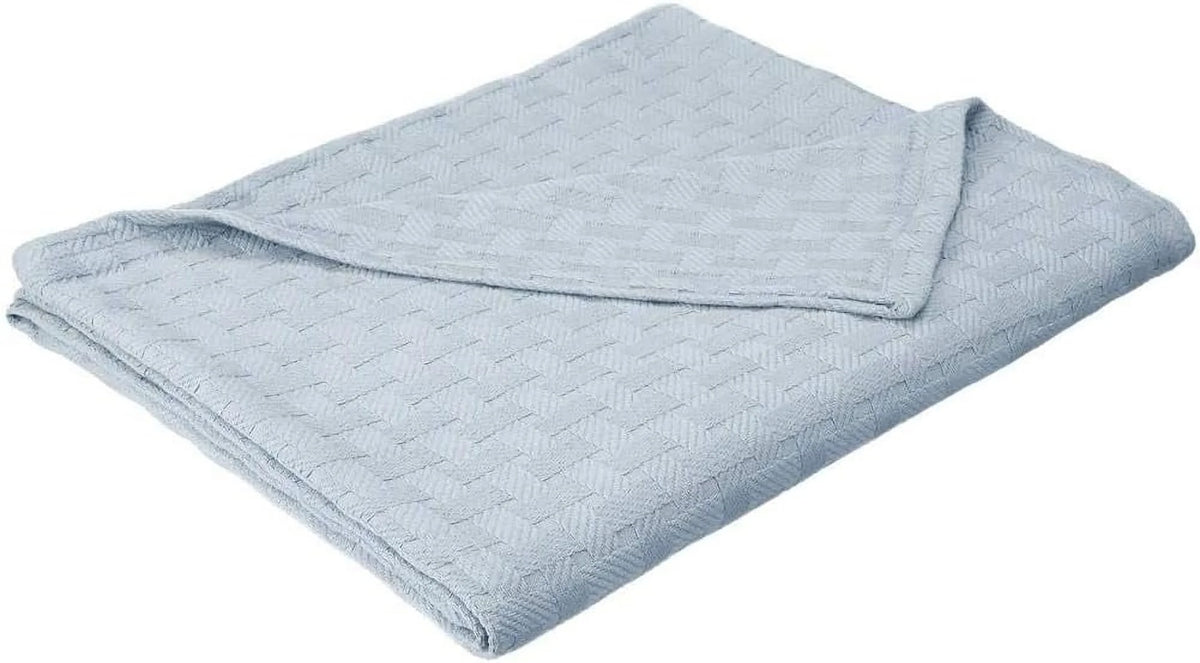 Light Blue Basket Weave Blanket N14488
