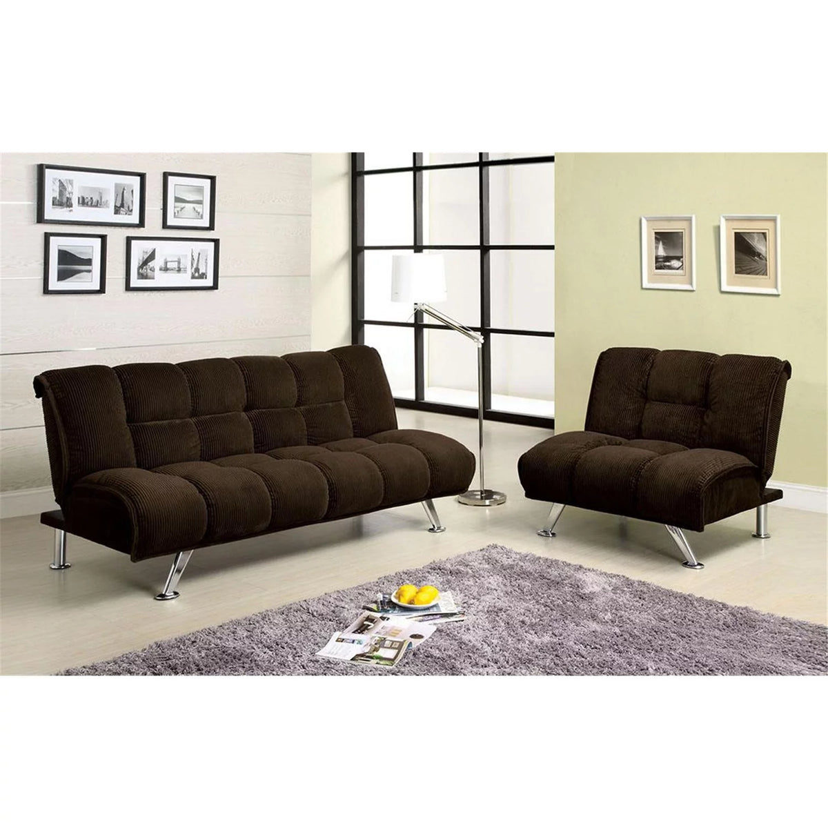 Dark Brown Futon Sofa W273