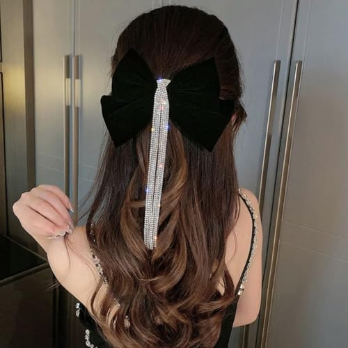 Velvet Rhinestone Bow Claw Hair Clips 2 Pack K6157
