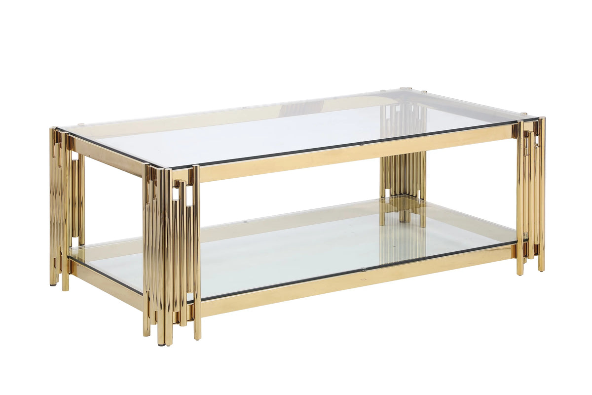 48" Wide Rectangular Glass Top Coffee Table I705