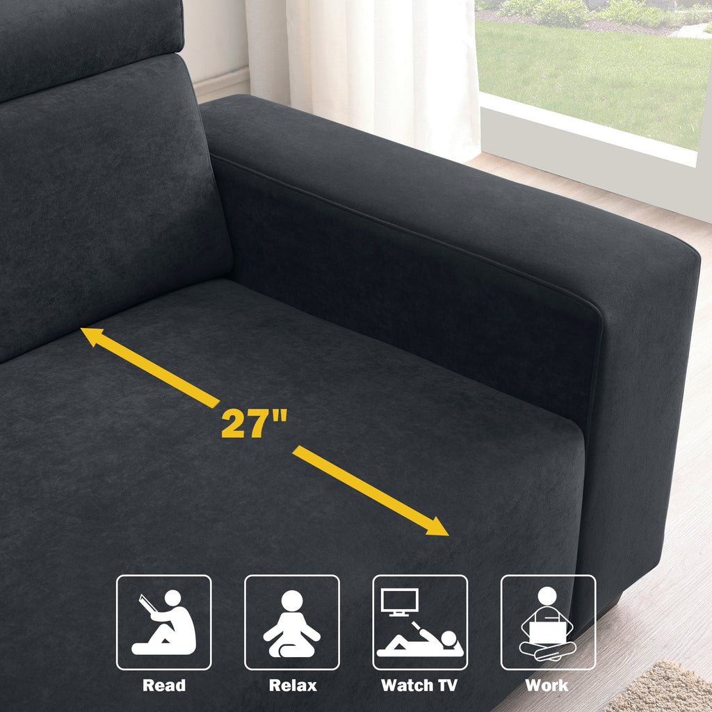 Black Velvet 2-Seater Sofa U50077