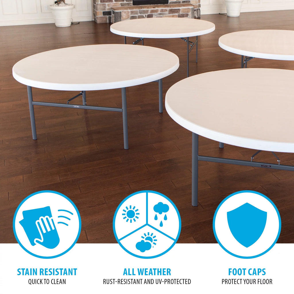 72-Inch Round Table White Granite 12 Pk I79810