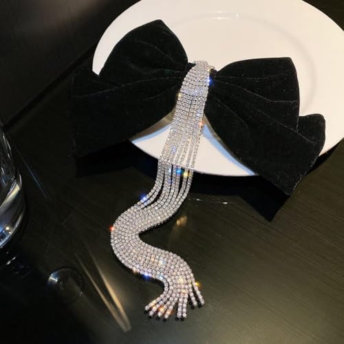 Velvet Rhinestone Bow Claw Hair Clips 2 Pack K6157