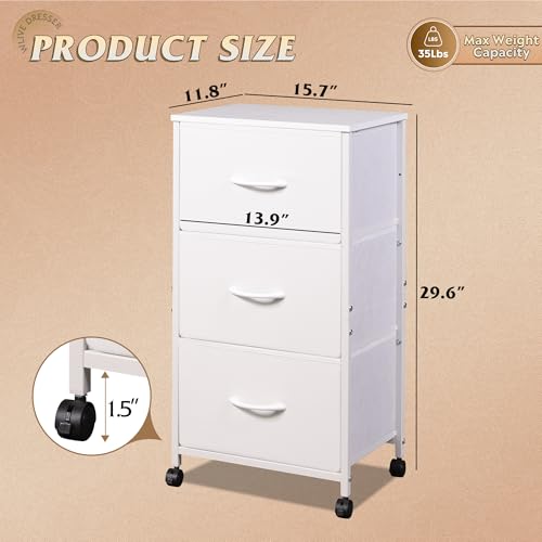 Black 3 Drawer Fabric Dresser with Wheels G60532