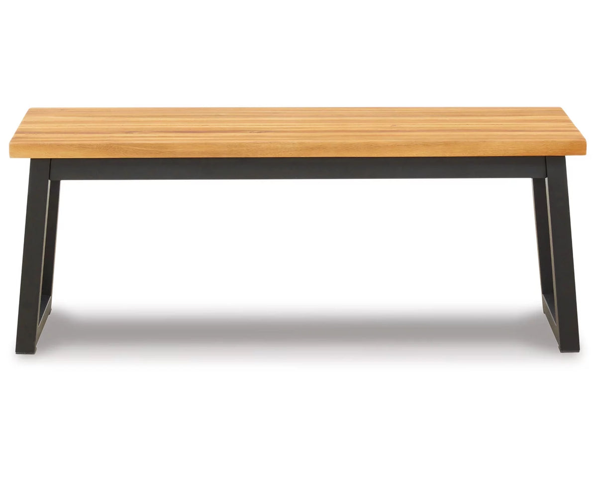 Wood Outdoor Dining Table Set (Set of 3) Brown/Black Z6941