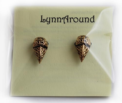 Bronze Norse Viking Celtic Raven Head Beard Beads Rings I2093