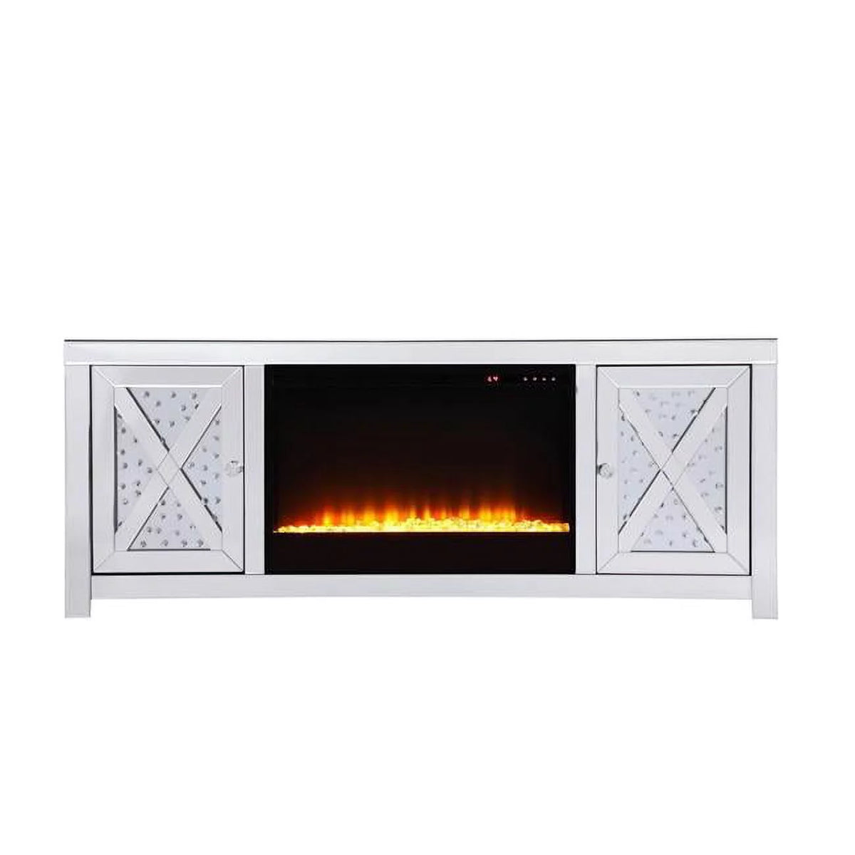 59 in. Mirrored TV Stand with Fireplace X9786
