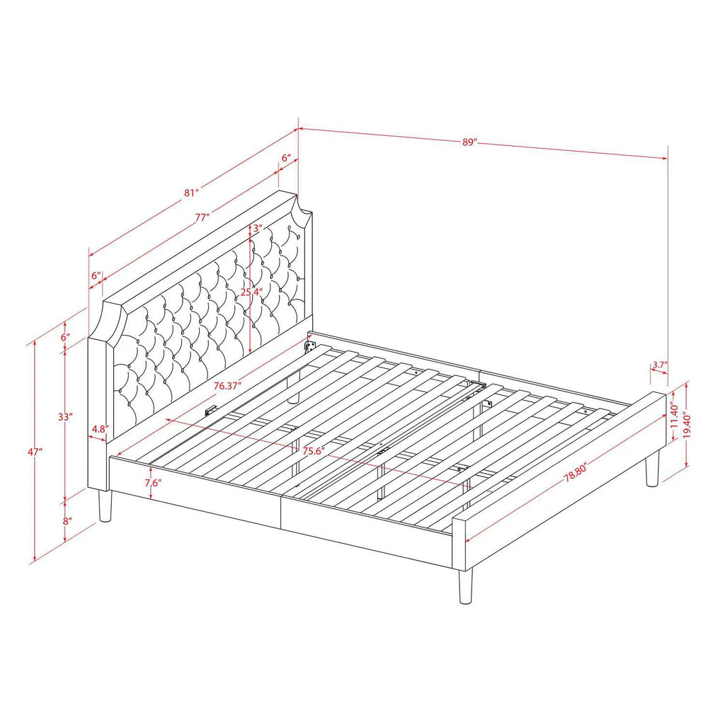3 Pieces Wood King Bedroom Set A2213