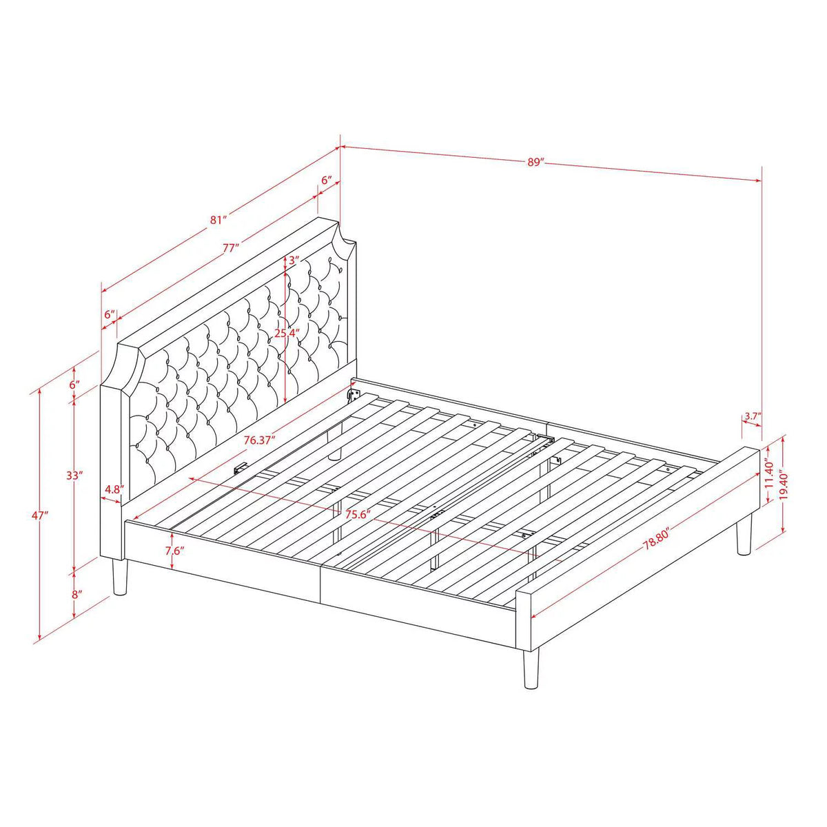 3 Pieces Wood King Bedroom Set A2213