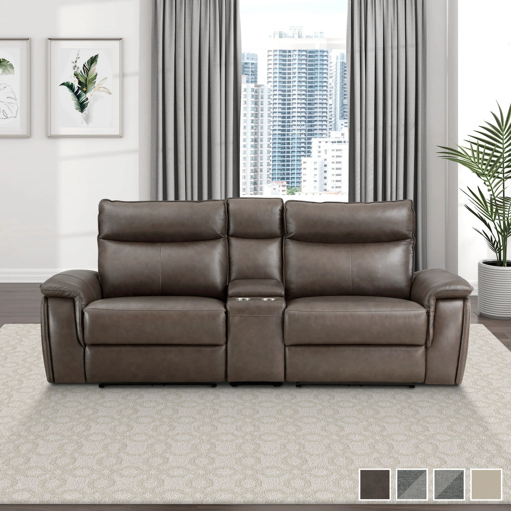 Light Grey Polyester Double Reclining Loveseat with Console P46311