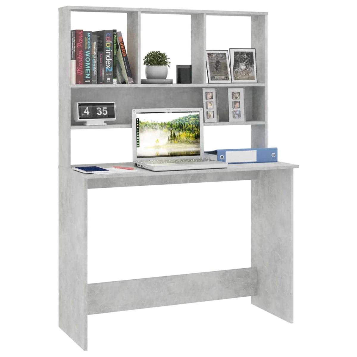 Desk with Shelves Concrete Gray Q1383