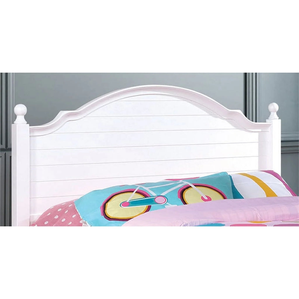 White Wood Twin Panel Kids Bed L469013