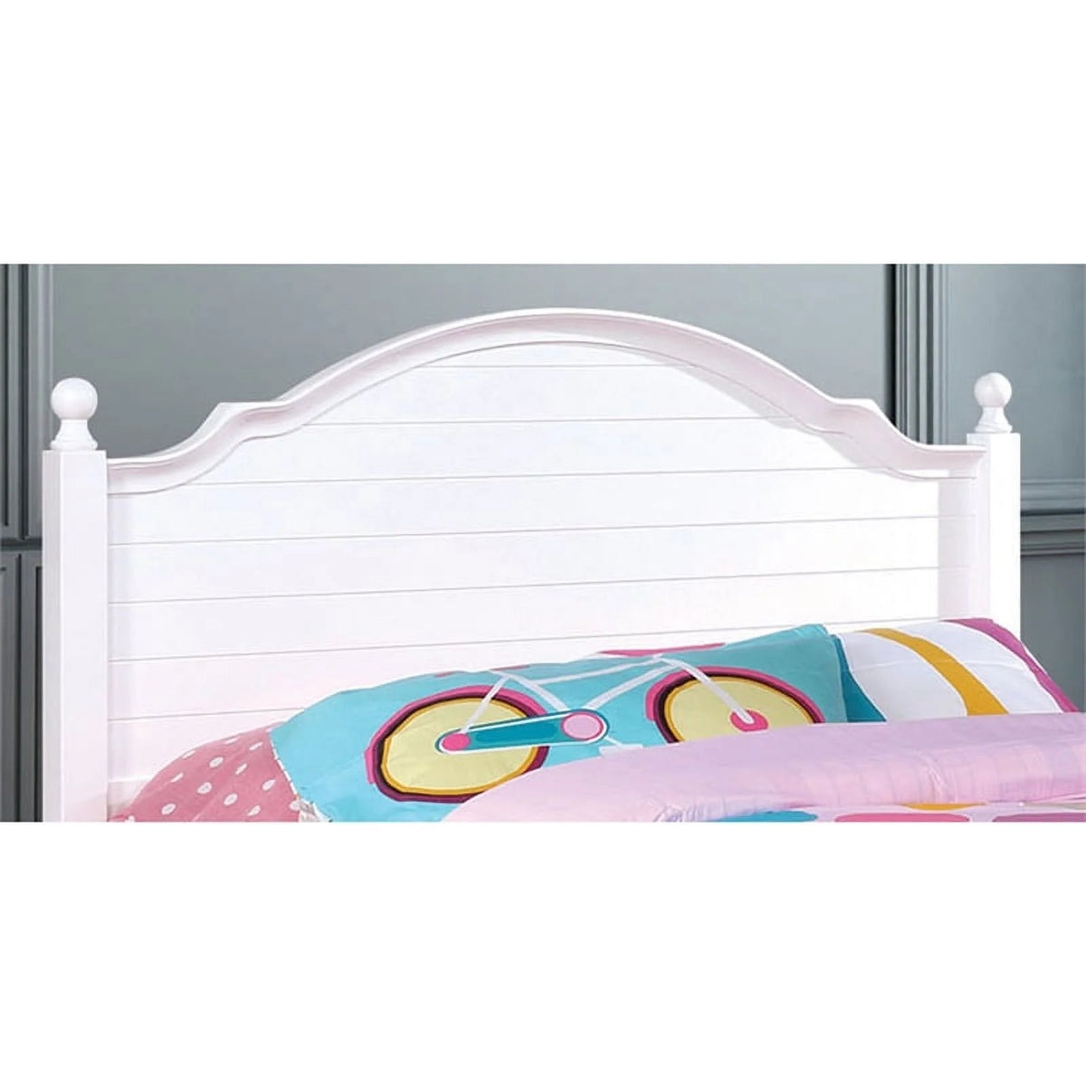 White Wood Twin Panel Kids Bed L469013