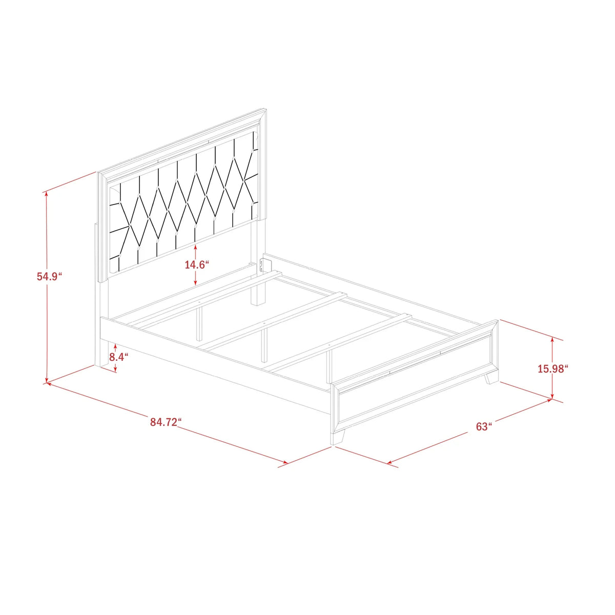 3Pc Bedroom Set with Tufted Bedframe and 2 Nightstands G60784