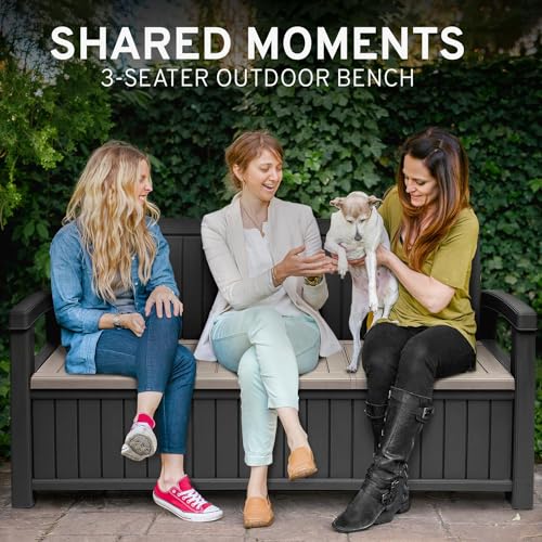 3 Seat 90 Gallon Weatherproof Resin Storage Bench U25493