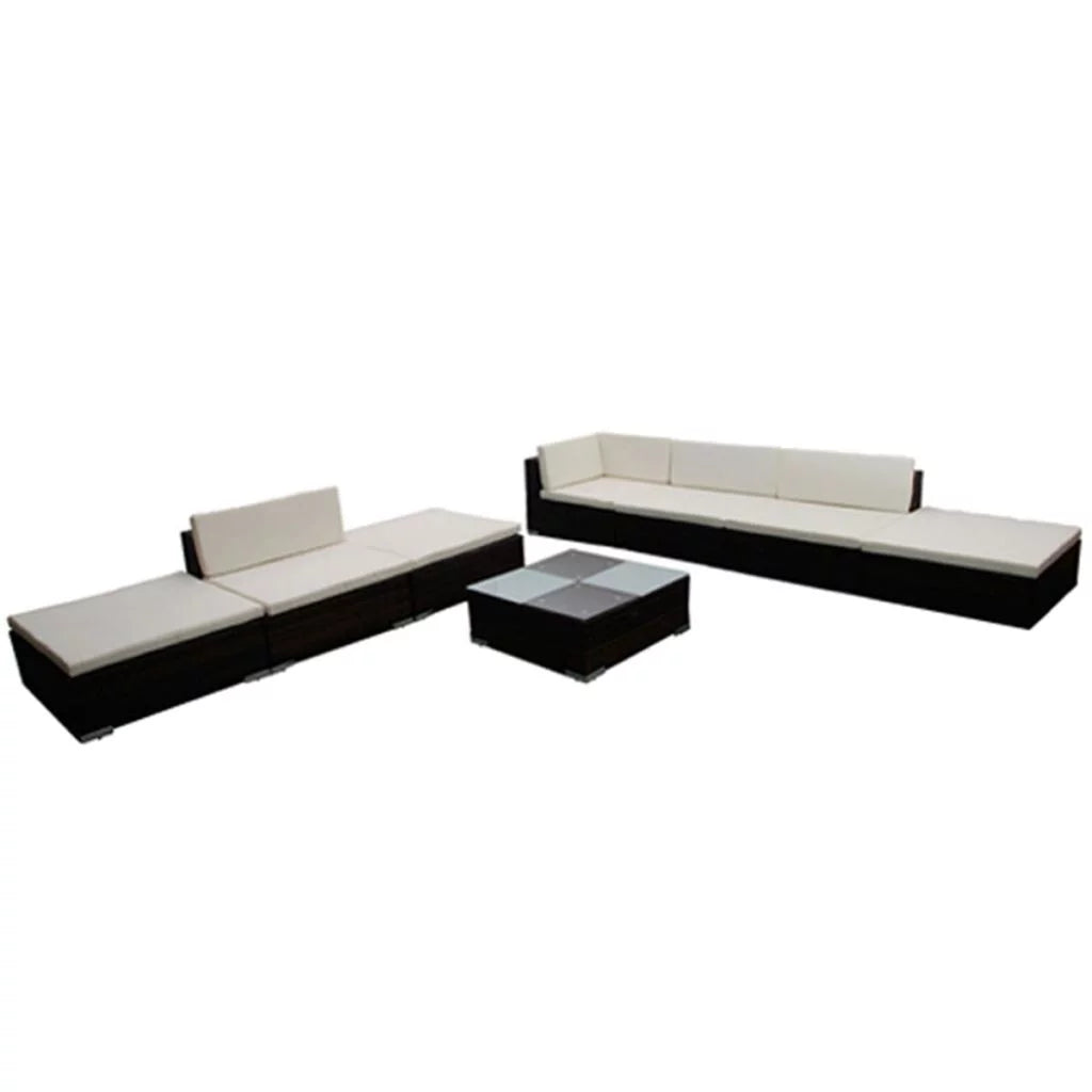 8 Piece Poly Rattan Patio Lounge Set with Cushions W385