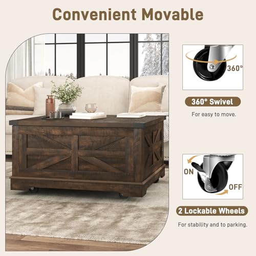 36" White Lift Top Coffee Table with Storage and Power Outlets A76755