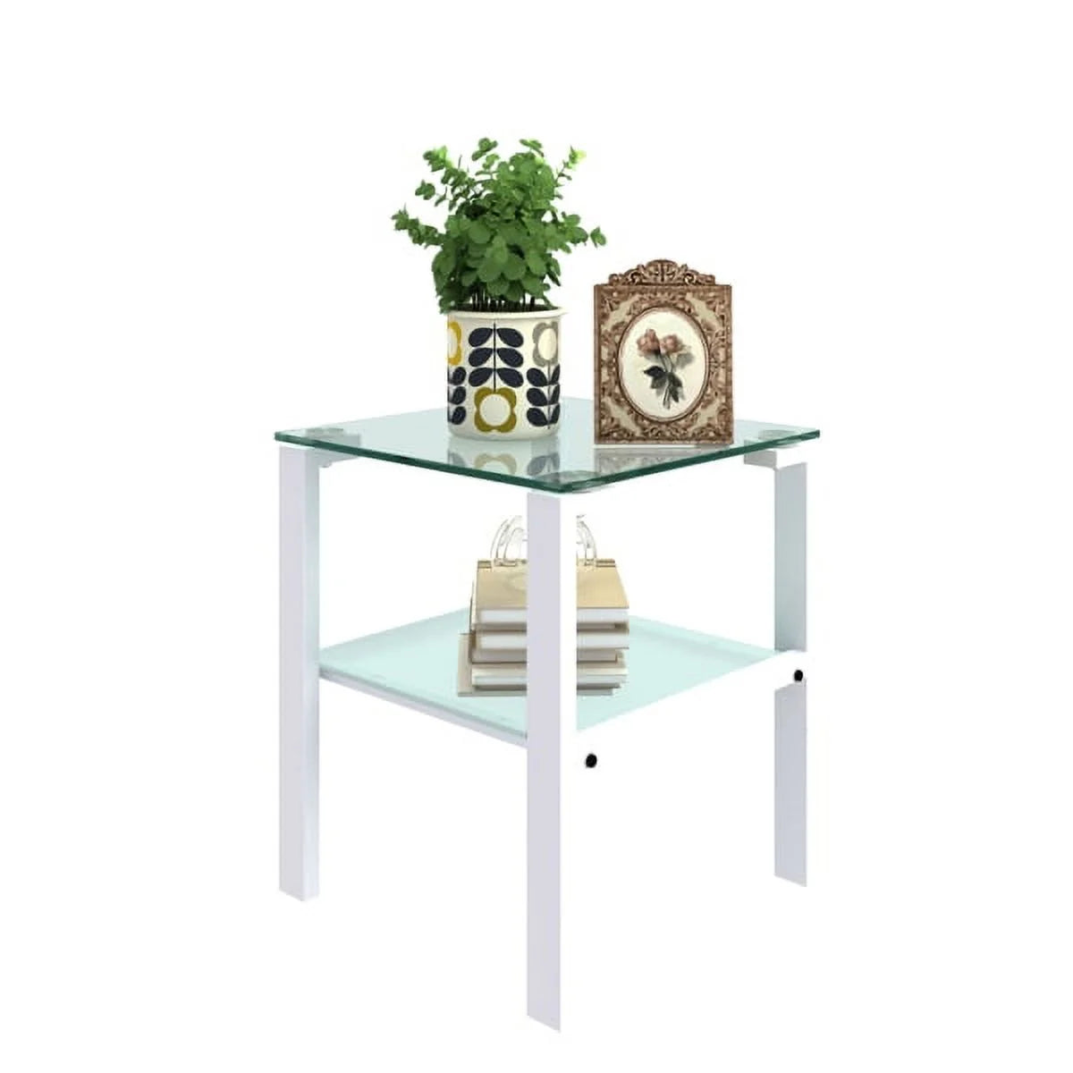 White Glass Round Side Table R695031