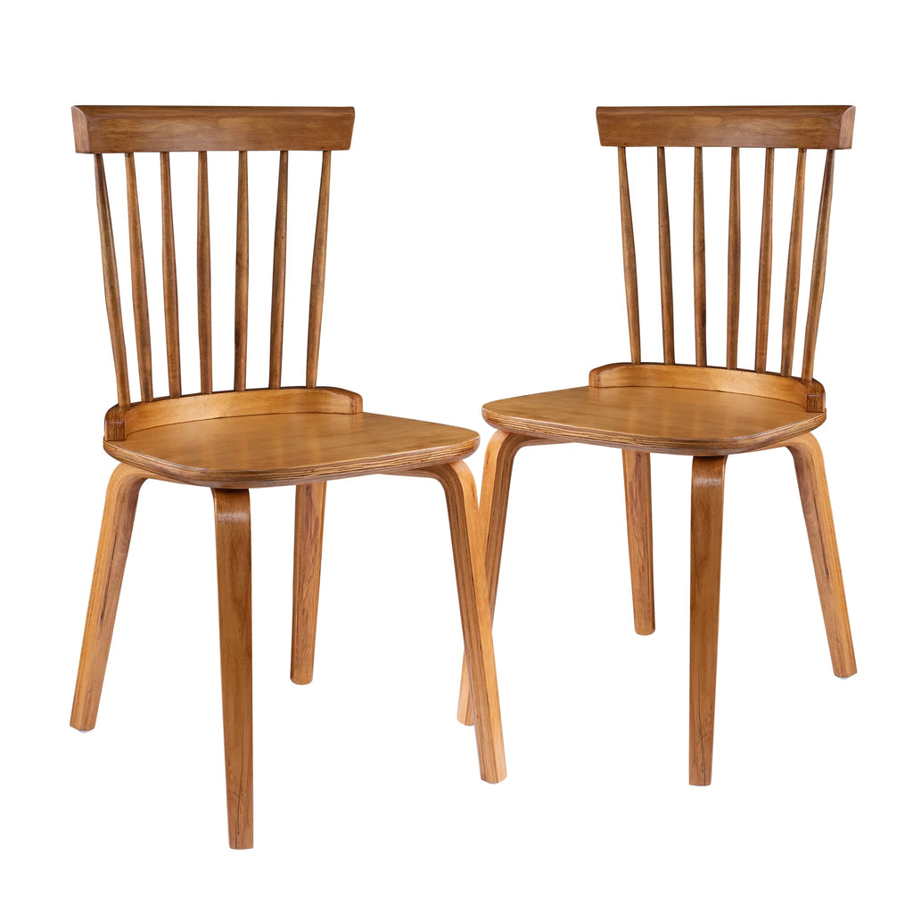 Orange Slat Back Wood Dining Chairs Set of 2 R481216