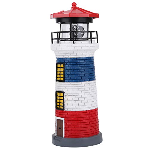 LED Solar Lighthouse Statue Rotating Lawn Decorations F53397